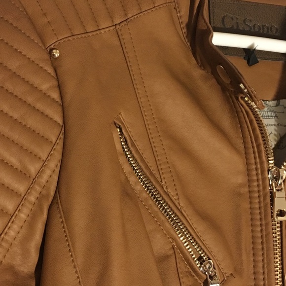 Ci Sono Cavalini Camel Faux Leather Jacket - Picture 3 of 8